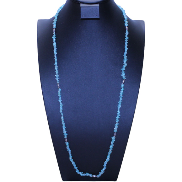 Doug Paulus Apatite Chip Necklace Vintage Signed India DP 925 Toggle Layering - Picture 2 of 8